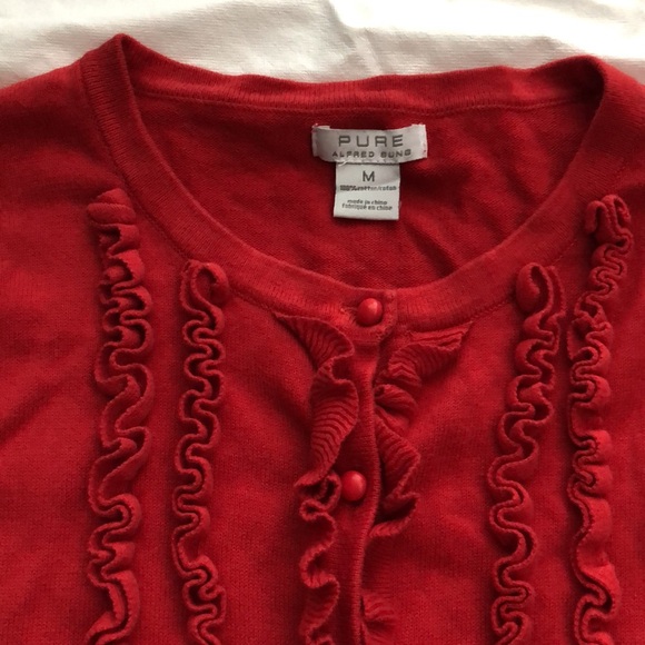 Pure Alfred Sung Red Cardigan with Ruffles! - Picture 1 of 14